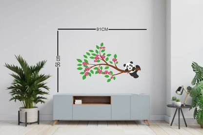 Decoar Nirmal 58 cm Cuit pandha on the tree wall sticker size (91x56cm) Self Adhesive Sticker