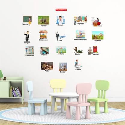 ZEN TREK 45 cm ' Types of Profession ' Wall Stickers (PVC Vinyl,Multicolour) Self Adhesive Sticker
