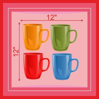 Decoar Nirmal 12 inch Kittens cups for tea sets wall sticker size (12x12 inch) Self Adhesive Sticker