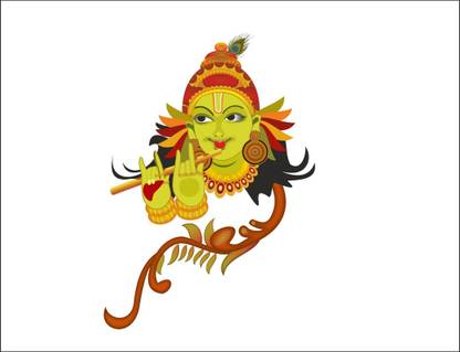 Decoar Nirmal 91 cm Jai shri krishna multicolor wall sticker size (64x91cm) Self Adhesive Sticker