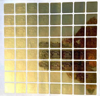 Stikor 1.3 inch Golden Stickers Square Shape Ok Tested 10 Sheets (13 mm) Removable Sticker
