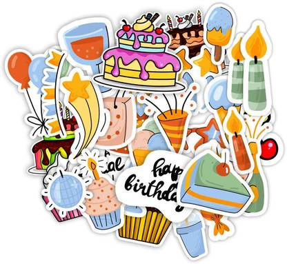 woopme 29 cm Happy birthday theme Scrapbook Stickers Set For Journal, Diary Self Adhesive Sticker