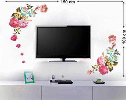 Tuffuk 150 cm Wall Flower | Wall Stickers | PVC Vinyl | Non-Reusable Sticker | Self Adhesive Sticker