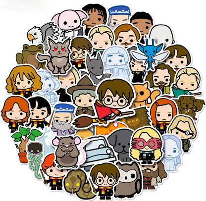 Climberty 3 cm 50pcs Hit Anime Harry Potter Cartoon Graffiti Art Stickers for Skateboard Phone Self Adhesive Sticker