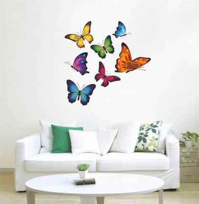 Flipkart SmartBuy 37 cm Colorful Butterflies ' Wall (PVC Vinyl,Multicolour) Self Adhesive Sticker