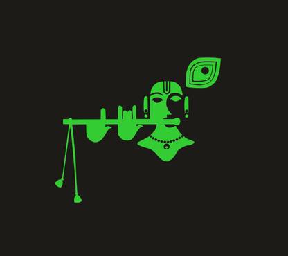 DreamKraft 32 cm Glow in Dark Radium Flute Krishna Wall Sticker Glow in the Dark Sticker