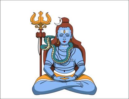 Decoar Nirmal 91 cm Lord shiva meditation wall poster size (72x91cm) Self Adhesive Sticker