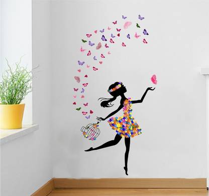 Decal O Decal 40 cm Fairy Girl With Butterflies Self Adhesive Sticker