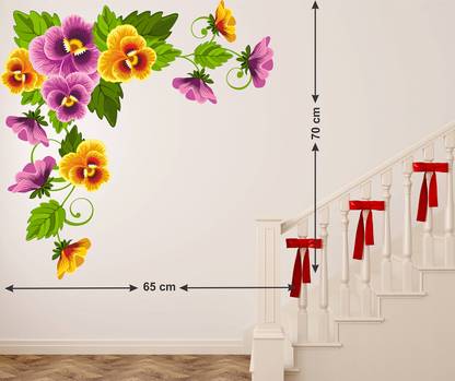 Littlebuds Flower Design Medium Vinyl Wallstickers (65 cm x 70 cm)