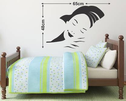 WALLDECORS 71.12 cm CUTE GIRL SLEEPING FACE WALLSTICKER Self Adhesive Sticker