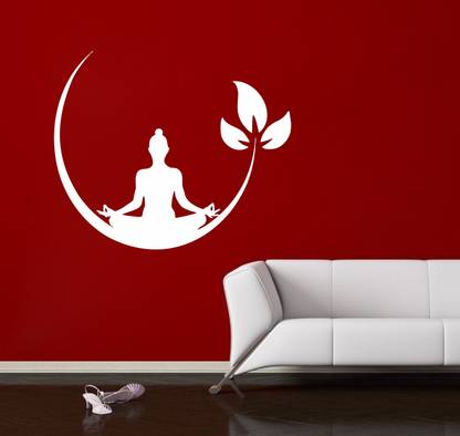 Sticker Hub 97 cm White Buddha decorative wall sticker Self Adhesive Sticker