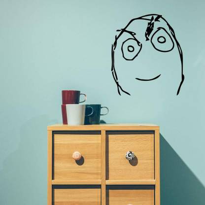SnappyVinyl 29 cm Evil Smile Internet Meme Wall Decals, Easy to Apply Self Adhesive Sticker