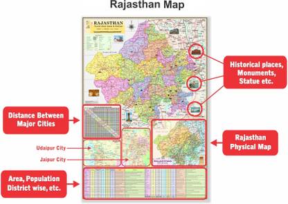 (Pack of 2 Map) RAJASTHAN MAP and INDIA MAP. Both Map Size : 100x70 Centimeter (40"x28" inch). With Important Fact and Figure. Ideal Map For Aspirant of UPSC , PCS , SSC , RAILWAY Exam and Other Competitive Exam. Updated Map. Paper Print