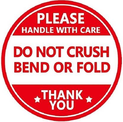 BlackDreams 5 cm Handle with Care do not Crush Bend or fold 2 inch Round Labels (500) Self Adhesive Sticker