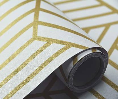 Flipkart SmartBuy 200 cm Designer golden lines Wallpaper(200CM X45CM) Self Adhesive Sticker