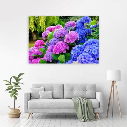 Zrintly 91 cm Decorative-plants-Hydrangea-roses-violets-and-pink (Posters-36Inch X 24Inch) Self Adhesive Sticker