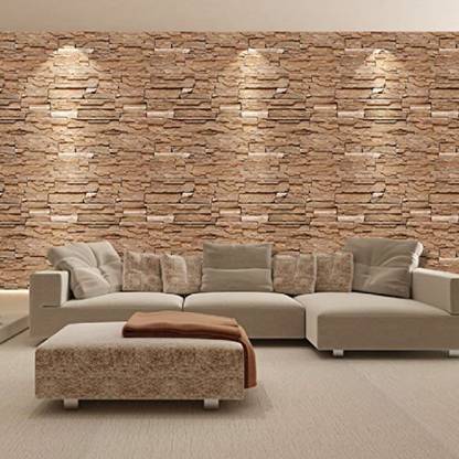 Flipkart SmartBuy 100 cm Brown stone brick Wallpaper Self Adhesive Sticker