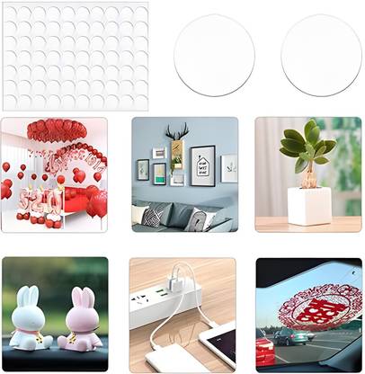 Adbee 0.787 inch Double-Sided Adhesive Dots, Transparent Round Stickers, No Marks Non-Reusable Sticker