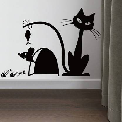 Xskin 29 cm Cat Trap to Catch Mouse Wall Decals, Wall Sticker Easy to Apply and Remove Self Adhesive Sticker