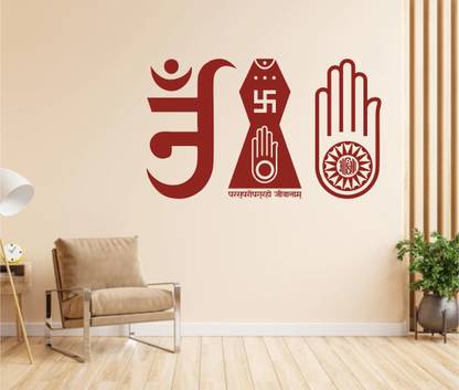 Mini Cards & Decor Items 120 cm Jain Symbols for temples Wall Sticker or Gumming Vinayl Decoration WallSticker Self Adhesive Sticker