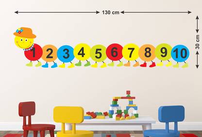 WALLDECORS 71.12 cm KIDS EDUCATION NUMBERS IN ANT TRAIN WALL STICKER Self Adhesive Sticker