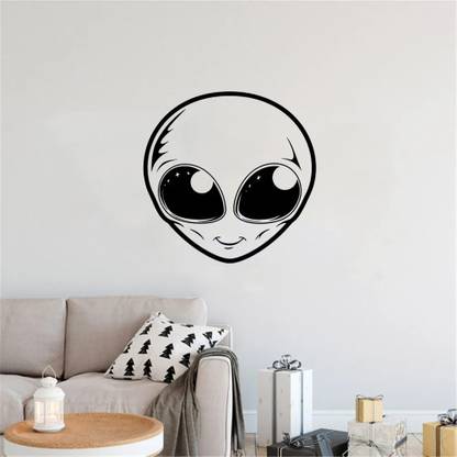 SnappyVinyl 30 cm Alien Face UFO Art Self Adhesive Sticker