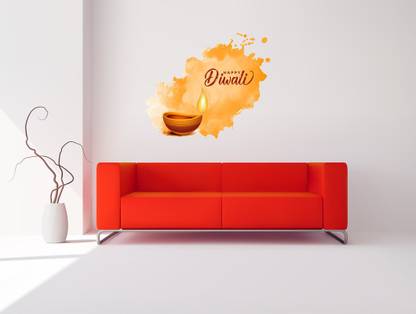 Advance Service 55 cm Shubh "HAPPY DIWALI" 2022 Festival Home Decor Wallpaper Decoration Wall Sticker Self Adhesive Sticker