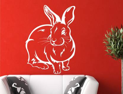 pfdecore 18 inch cute rabbit wall Sticker Self Adhesive Sticker {60x80 cm} Glow in the Dark Sticker