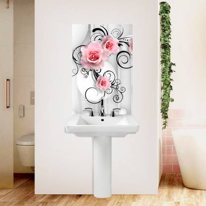 CG Decor 90 cm PVC- Self Adhesive Wash Basin Wall Sticker Waterproof+ Self Adhesive Sticker