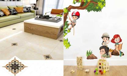 Walltech 90 cm rangoli floor and Kids activity Self Adhesive Sticker