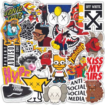 CodersParadise 3 cm Hypebeast Aesthetic Vinyl Stickers for Mobile Phone, Case, Covers - Waterproof Self Adhesive Sticker