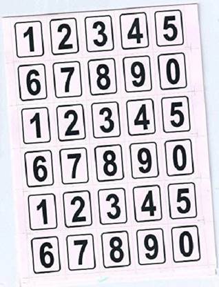 BlackDreams 2.5 cm Number Stickers 1 inch square with Border for Office (0 to 9 Numbers) (300) Self Adhesive Sticker