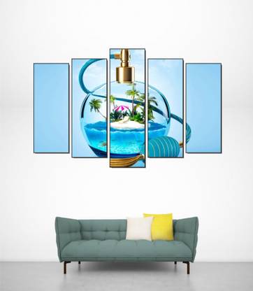 PARTHDECORE 91 cm tropical island in a perfume bottle 3d wall stickers Self Adhesive Sticker