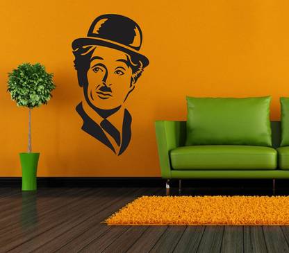 WALLDECORS 60.96 cm CHARLIE CHAPLIN IMAGE Self Adhesive Sticker
