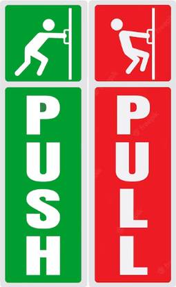 KCG 18 cm Self Adhesive Push and Pull Sign Stickers - Set of 2 Push & 2 Pull Self Adhesive Sticker