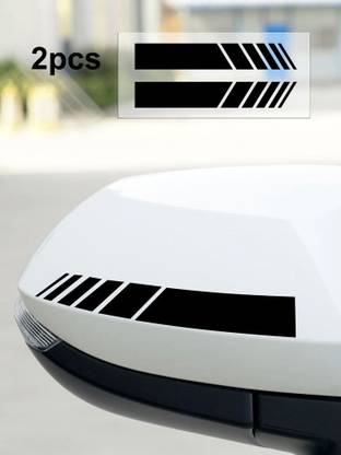 SSICONIC 8 inch Universal Car side Mirror Design Black Color Removable Sticker