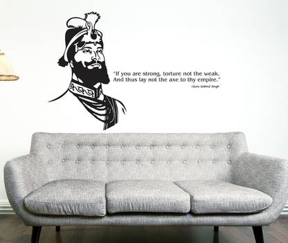 WALLDECORS 60.96 cm GURU GOBIND SINGH IMAGE WITH STRONG QUOTES Self Adhesive Sticker