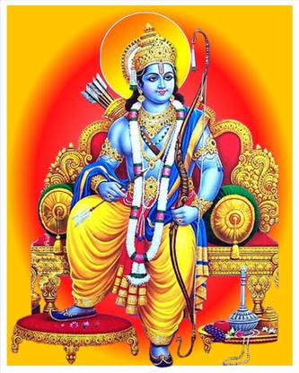 Archi Graphics Studio 56 cm decorative wallpaper/poster of shree Ram (pvc vinyl multicolor wall sticker) Self Adhesive Sticker