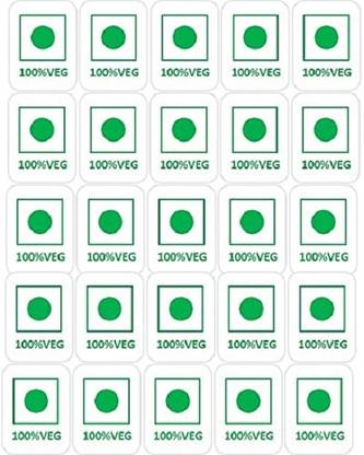 BlackDreams 2 cm Food Veg Mark Stickers (Selection Required) 20x15mm (100% Veg, 250) Self Adhesive Sticker