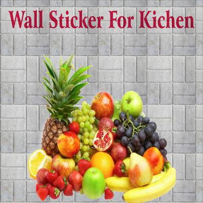 Vijaya enterprises 30.48 cm Fruits vegetables wall sticker size (12x12 inch ) Self Adhesive Sticker