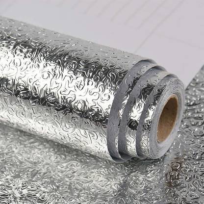SIOPAWORLD 60 cm Aluminium Oil-Proof Kitchen Stove wall Sticker, Water Proof Platform Sticker Roll Cover Gas Stove Sheets.(pack of 1)(60*300 Flower Sticker) Self Adhesive Sticker