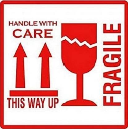 BlackDreams 10 cm Fragile Handle with Care & This Way up Logo Labels (4x4 inch) 100 Stickers Self Adhesive Sticker
