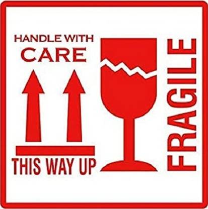 BlackDreams 5 cm Fragile Handle with Care & This Way up Logo Labels (2x2 inch) 100 Stickers Self Adhesive Sticker