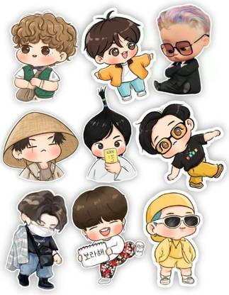 Gupta Traders 2.5 inch BTS Chibi Sticker Pack Self Adhesive Sticker