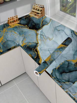 Onbet 200 cm Self Adhesive Glossy Marble Foil Waterproof Sticker For Kitchen And Home Self Adhesive Sticker