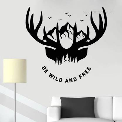 SnappyVinyl 39 cm Creative Be Wild And Free Deer Hunt Mountain Quotes Self Adhesive Sticker