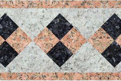 WALLDESIGN 304.8 cm Marble Stone Inlay Square Diamond Pattern Tile Border - 3 inch width by 10 ft length - Small Self Adhesive Sticker
