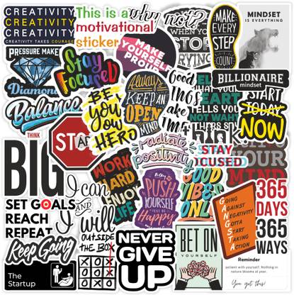 CodersParadise 3 cm Motivational Vinyl Stickers for Mobile Phone, Case, Covers - Waterproof Self Adhesive Sticker