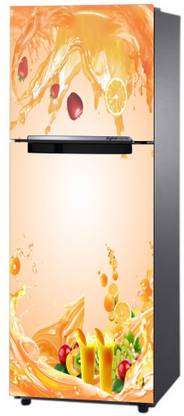 DECOR KAFE 160 cm Generic Mango Juice Glass with Straw Fridge Sticker Self Adhesive Sticker