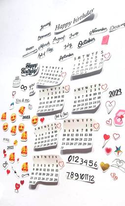 Cherry picky traders 5 cm Pack of 55 resin art calendar transparent stickers Self Adhesive Sticker